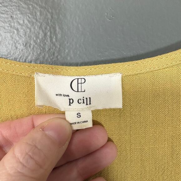 P. Cill Womens Butter Yellow Lagenlook Linen Blend Top - Size Small - Minimalist - Picture 5 of 7